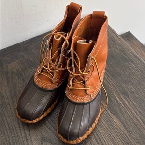 LL Bean Boots, tan leather, 8” tall, size 7